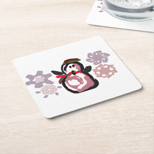 Penguin Winter  Rechteckiger Pappuntersetzer (angewinkelt)