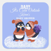 Penguin Winter Snow Birthday Baby Duft Geschenk Quadratischer Aufkleber (Vorderseite)