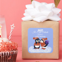 Penguin Winter Snow Birthday Baby Duft Geschenk Quadratischer Aufkleber