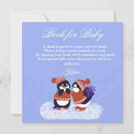 Penguin Winter Snow Birthday Baby Showbook Dankeskarte