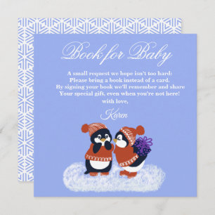 Penguin Winter Snow Birthday Baby Showbook Dankeskarte