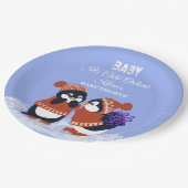 Penguin Winter Snow Birthday Baby Shower Cold  Pappteller (Schrägansicht)