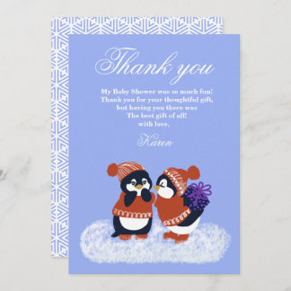 Penguin Winter Snow Birthday Baby Shower Thank you Einladung