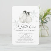 Penguin Winter Snowflake Blue Baby Dusche von Mail Einladung (Stehend Vorderseite)