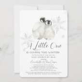 Penguin Winter Snowflake Blue Baby Dusche von Mail Einladung (Vorderseite)