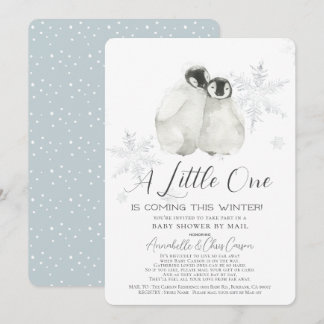 Penguin Winter Snowflake Blue Baby Dusche von Mail Einladung