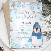 Penguin Winter Snowflakes Onederland Geburtstag Einladung