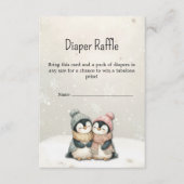 Penguin winter twin baby shower Diaper Raffle Begleitkarte (Vorderseite)