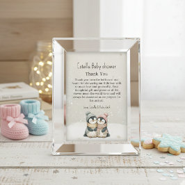 Penguin Winter Twins Baby Shower Boy Girl Neutral Dankeskarte