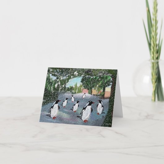 Penguin Winterwunderland Grußkarten Feiertagskarte (Vorderseite)