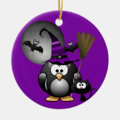 Penguin Witch Halloween Keramik Ornament (Vorne)