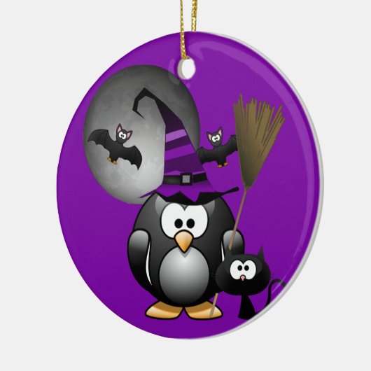Penguin Witch Halloween Keramik Ornament (Links)