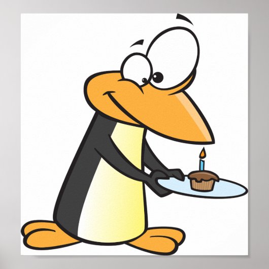Penguin With A Cupcake Poster (Vorne)