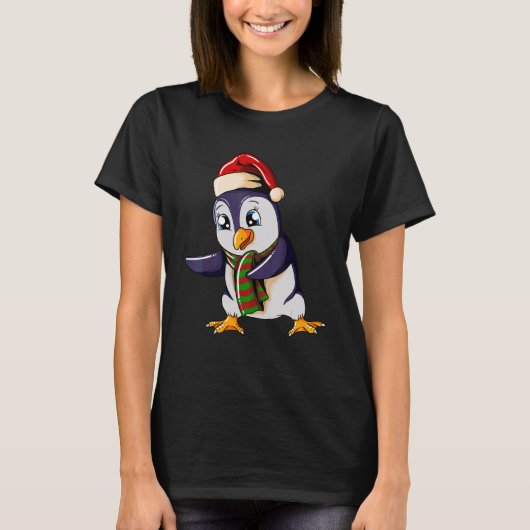 Penguin with Christmashat Floss Dance on Christmas T-Shirt (Vorderseite)