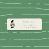 Penguin with Figgy Pudding Return Address Label