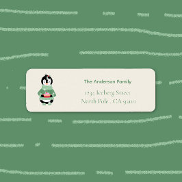 Penguin with Figgy Pudding Return Address Label