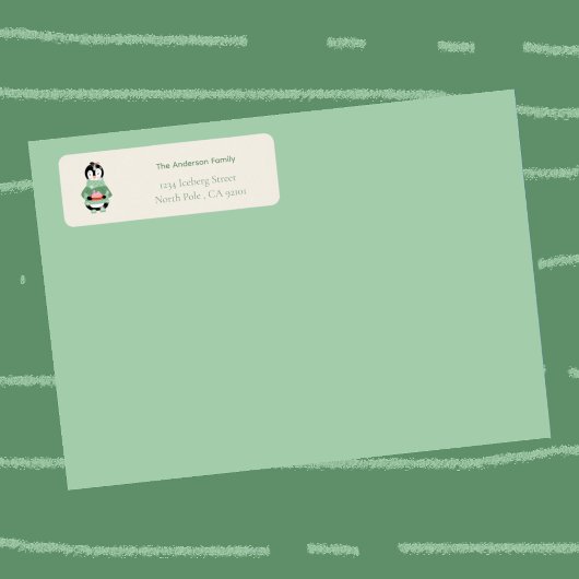 Penguin with Figgy Pudding Return Address Label