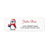 Penguin with Gift Box Christmas Return Address (Vorne)