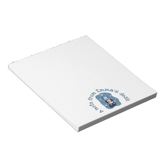 Penguin with Hot Cocoa Cup Winter Notepad Notizblock (angewinkelt)