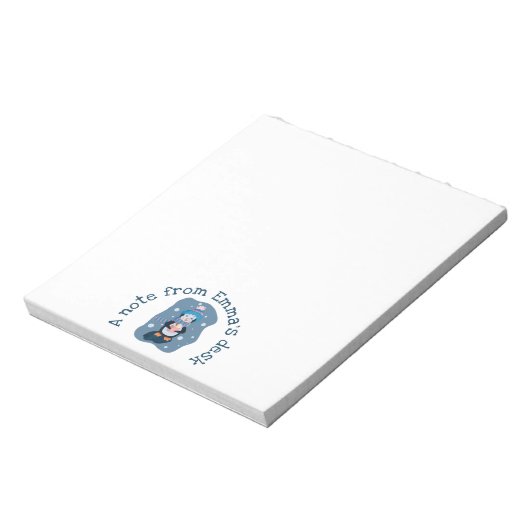 Penguin with Hot Cocoa Cup Winter Notepad Notizblock (Rotiert)