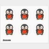 Penguin With Hot Cocoa – Cute Animal Sticker (Blatt)