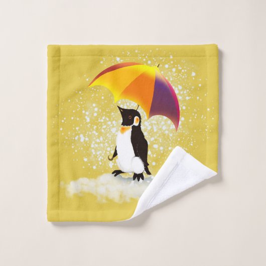 Penguin with Umbrella Waschlappen (Waschlappen)