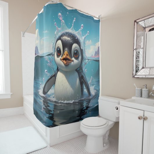 Penguin Wonderland Bad Duschvorhang (Beispiel)