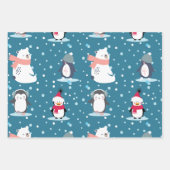Penguin Wrapping Paper Christmas Winter Geschenk Geschenkpapier Set (Vorderseite 2)