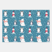 Penguin Wrapping Paper Christmas Winter Geschenk Geschenkpapier Set (Vorderseite)