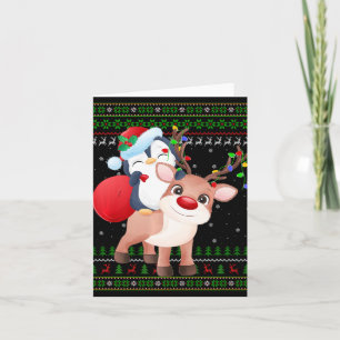 Penguin Xmas Sweater Style Ugly Santa Penguin Chri Karte