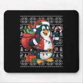 Penguin Xmas Sweater Style Ugly Santa Penguin Chri Mousepad (Vorne)