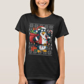 Penguin Xmas Sweater Style Ugly Santa Penguin Chri T-Shirt (Vorderseite)