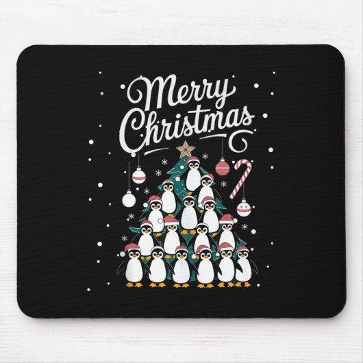 Penguin Xmas Tree Penguine Weihnachtsbaum Merry Ch Mousepad (Vorne)