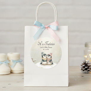 Penguin-Zwillinge Baby Shower Winter-Thema Wunderl Runder Aufkleber