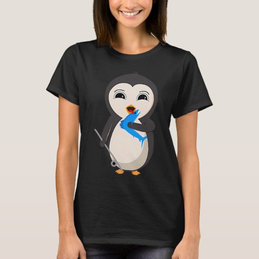 Penguina - Fischen mit der Angel T-Shirt (Vorderseite)