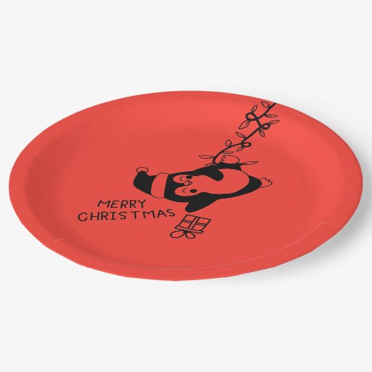 Penguine distributing christmas gifts pappteller (Schrägansicht)