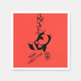 Penguine distributing christmas gifts serviette