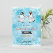 Penguingeschlecht decken Party Einladung auf (Stehend Vorderseite)