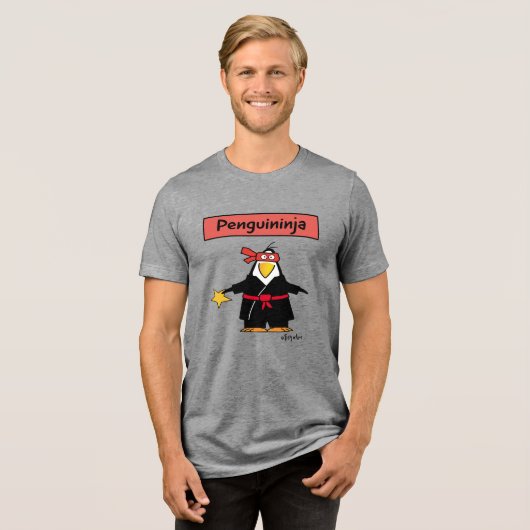 PENGUINJA Pinguin ninja von Sandra Boynton T-Shir Tri-Blend Shirt (Vorderseite voll)