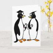 Penguins-Abschluss-Cartoon Karte (Gelbe Blume)