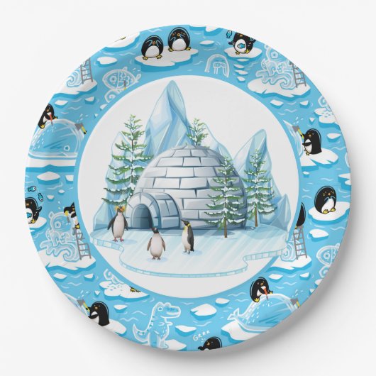 Penguins At Play Paper Plate Pappteller (Vorderseite)