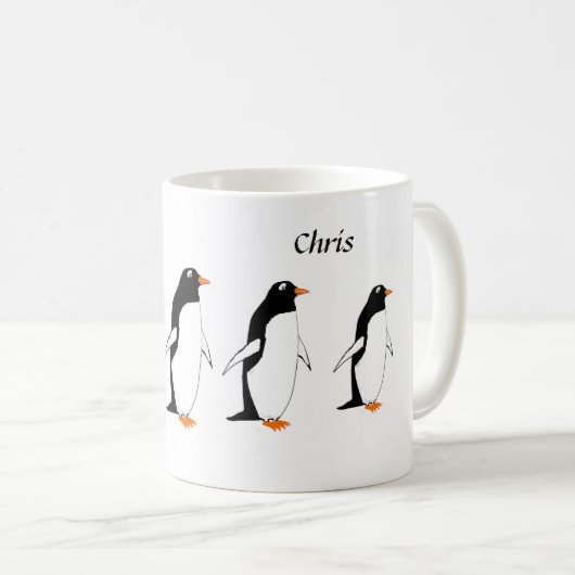 Penguins auf einer Tasse addieren Namen (VorderseiteRechts)