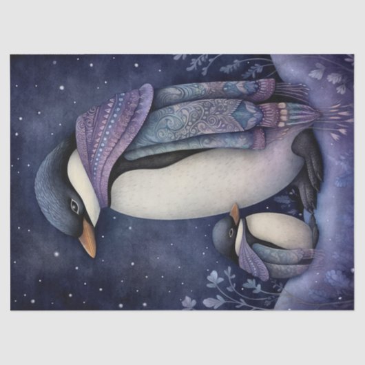 Penguins Boho Mystical Art Seidenpapier (Vorderseite)