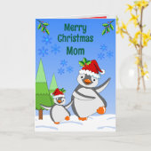 Penguins Christmas Folded Greeting Card Karte (Gelbe Blume)
