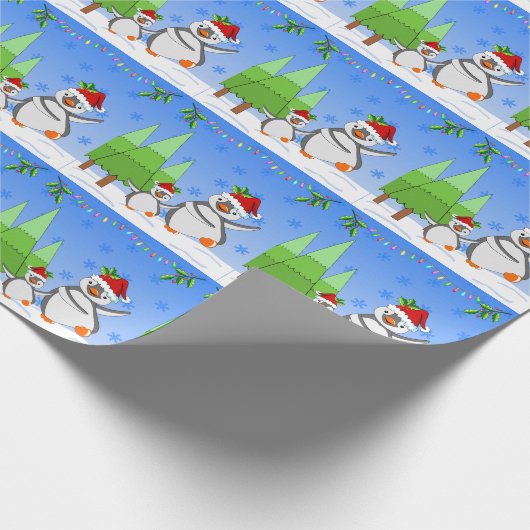 Penguins Christmas  Geschenkpapier (Ecke)