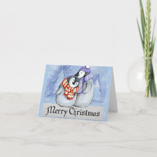 Penguins Couple Winter Frohe Weihnachtsschnee Dankeskarte