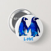Penguins, die HandLiebe-Entwurf halten Button (Vorne & Hinten)