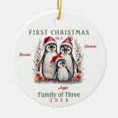 Penguins Familie der drei ersten Weihnachten Keramik Ornament (Vorne)