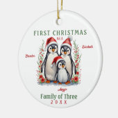 Penguins Familie der drei ersten Weihnachten Keramik Ornament (Links)