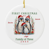 Penguins Familie der drei ersten Weihnachten Keramik Ornament (Hinten)